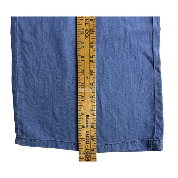 Thread + Supply Paperbag Waist Pants Chambray Blue Large Wide-leg Pull On Pocket - Picture 9 of 10